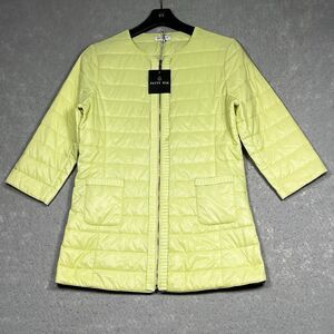 Patty Kim Quilted Jacket Womens Small Bright Lime Green 100% Nylon Zip Closure